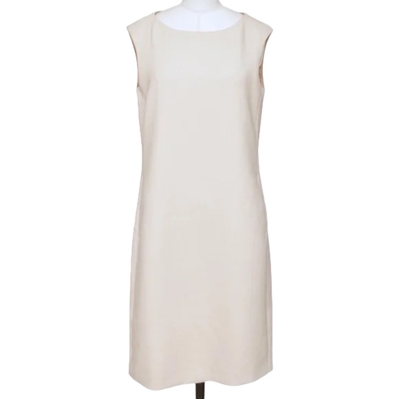 Luisa Cerano Sleeveless Dress Cream Shift Viscose Polyester Sz 8 BNWT